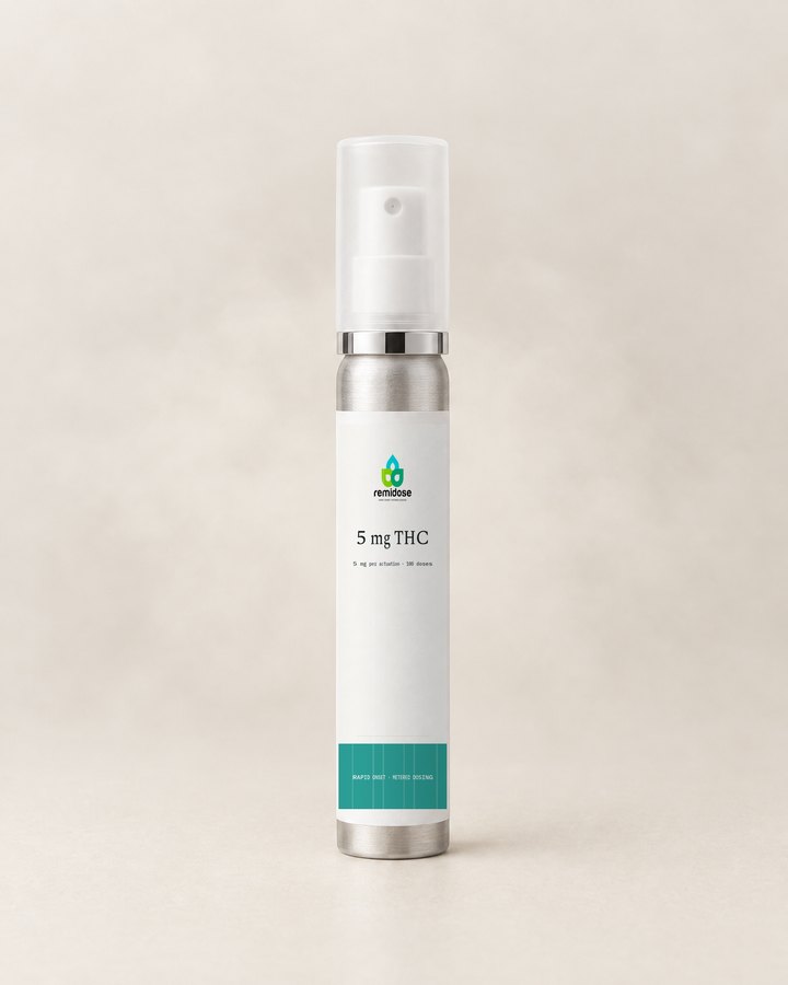 The 5 mg THC oral spray canister.